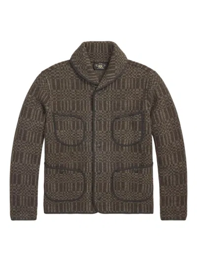Rrl Intarsia-knit Cardigan In Gray