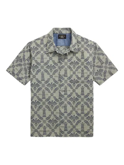 Rrl Jacquard Short-sleeve Shirt In Green