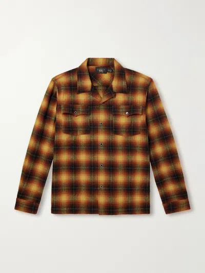 Rrl Jesse Checked Wool-blend Flannel Shirt In Orange