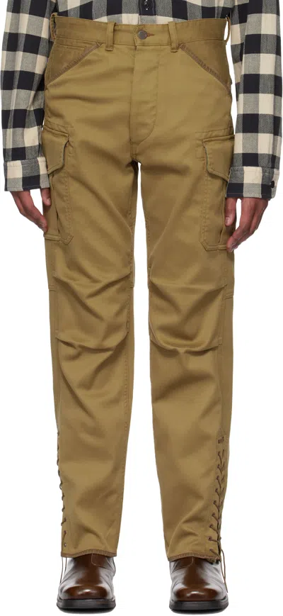Rrl Khaki Bedford Cord Cargo Pants