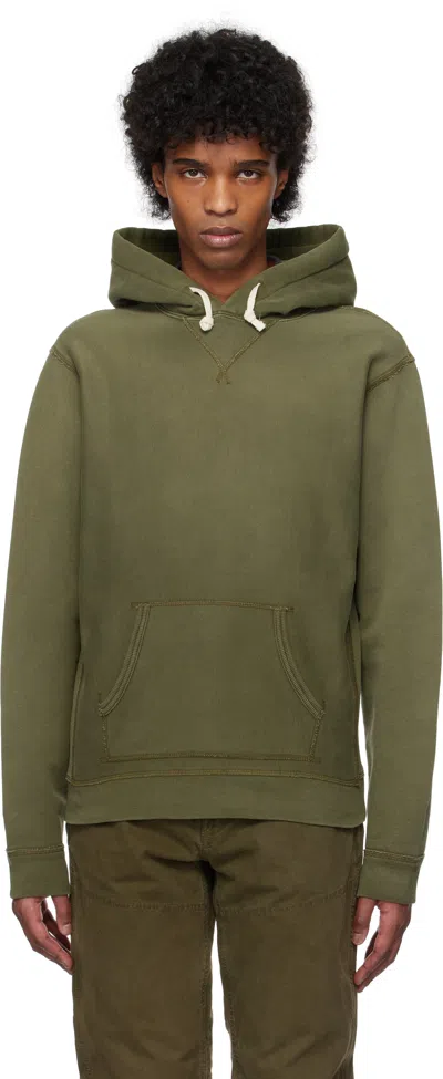 Rrl Khaki Garment-dyed Hoodie In Od7
