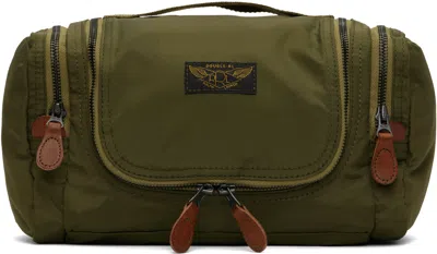 Rrl Khaki Nylon Canvas Travel Kit Pouch In Olive Drab