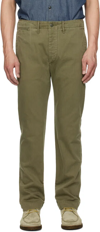 Rrl Khaki Officer's Chino Trousers In Olive
