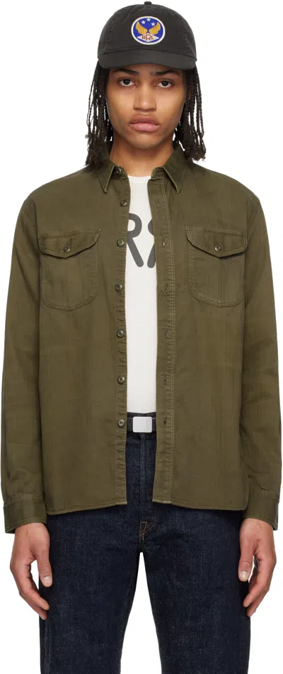Rrl Slub-texture Cotton Shirt In Dark Olive