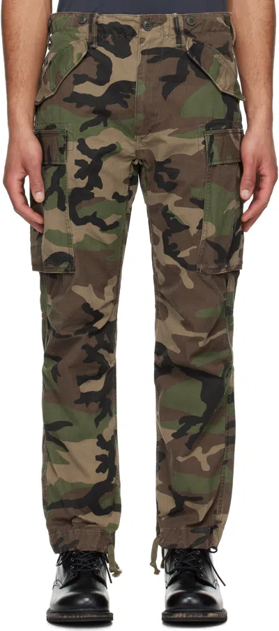 Rrl Khaki Regiment Camo Ripstop Cargo Pants In Woodland Camo