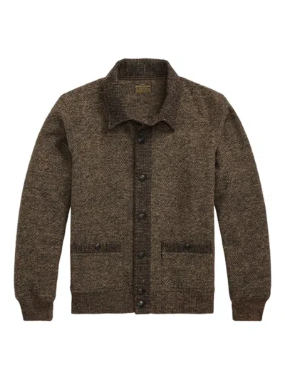 Rrl Knitted Button-down Cardigan In Brown