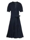 Rrl Knitted Midi Wrap Dress In Blue