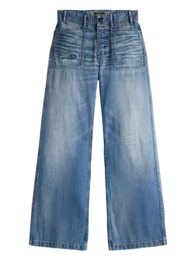 Rrl Lace-up Wide-leg Jeans In Blue