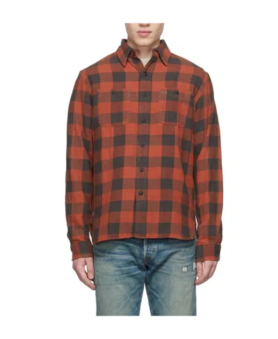 Rrl Lapel Plaid Long-sleeved Shirt In Rl 105 Red Black