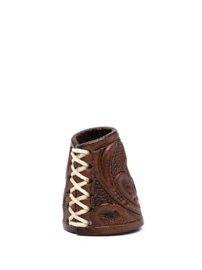 Rrl Leather Bandana Slider In Brown