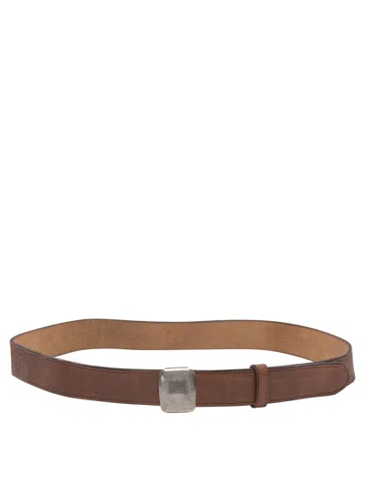Rrl Leather Belt With Slider Buckle Belts Brown