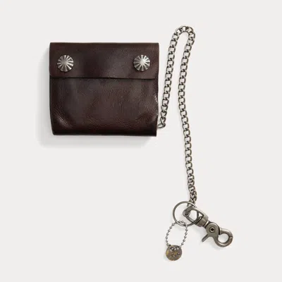 Rrl Leather Chain Wallet In Burgundy