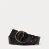 Rrl Leather Double-o-ring Belt In Black