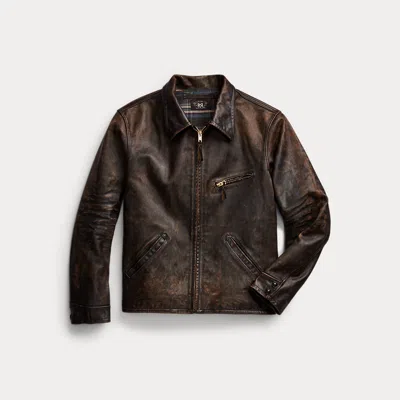 Rrl Leather Jacket In Brown