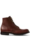 Rrl Leather Lace-up Boots In Burgundy