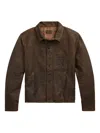 Rrl Leather Shirt Jacket In Brown