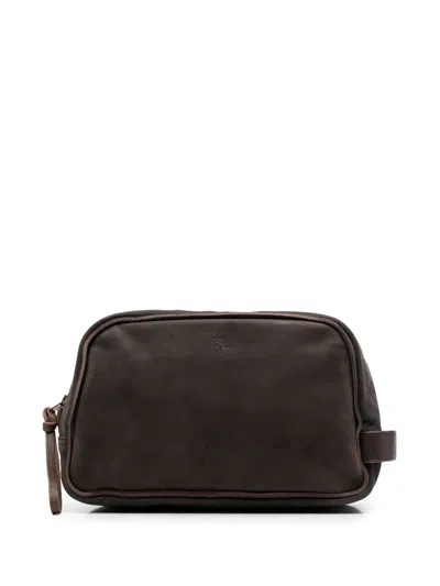 Rrl Leather Travel Wash Bag In Brown