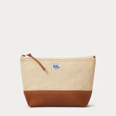 Rrl Leather-trim Canvas Pouch In Grey