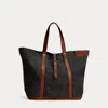 Rrl Leather-trim Denim Tote In Black
