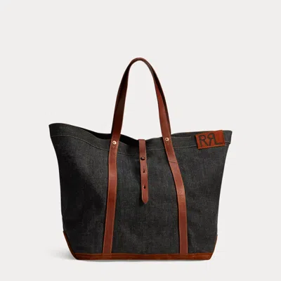 Rrl Leather-trim Denim Tote In Black