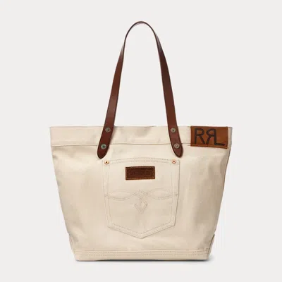 Rrl Leather-trim Twill Tote In Gold