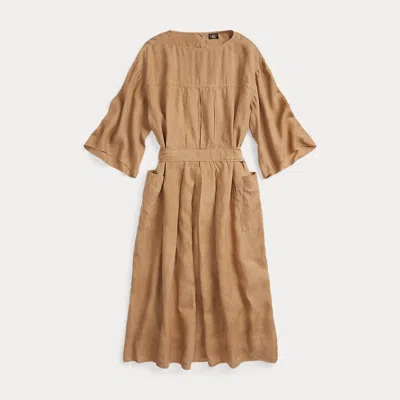 Rrl Linen Boatneck Dress In Brown