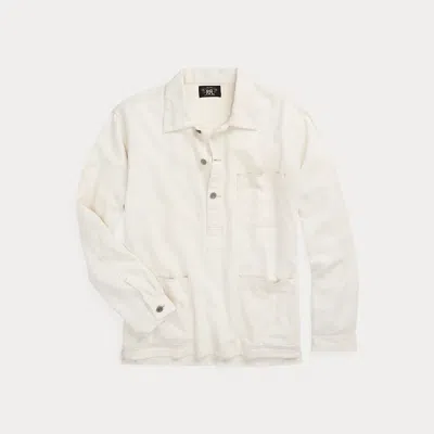 Rrl Linen-cotton Twill Popover Shirt In White