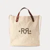 Rrl Logo Canvas Market Tote In Cream