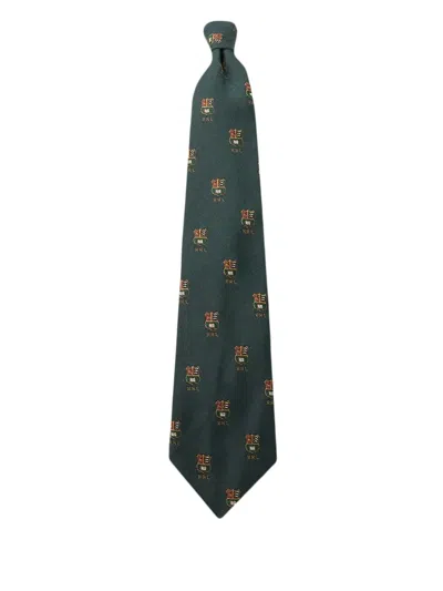 Rrl Logo-embroidered Tie In Green