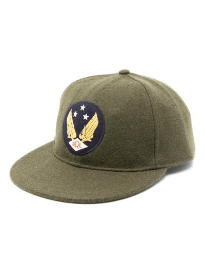 Rrl Logo-patch Brushed Baseball Cap In Green