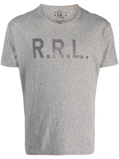 Rrl Logo Print Cotton T-shirt In Grey