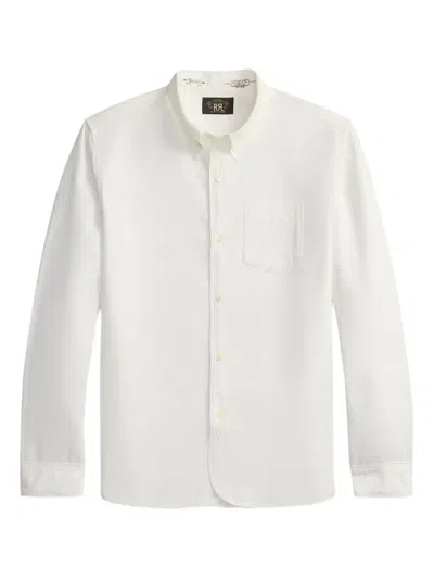 Rrl Long-sleeve Patch-pocket Shirt In White