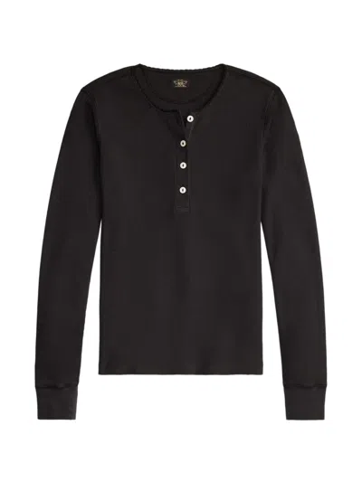 Rrl 긴소매 폴로 탑 In Black