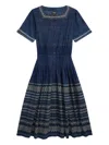 Rrl Luciana Embroidered Button-up Dress In Blue