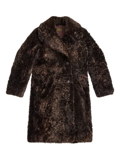 Rrl Mae Double-breasted Coat In Brown