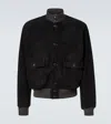 Rrl Mason Suede Bomber Jacket In Black