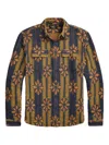 Rrl Matlock Floral-jacquard Button-up Shirt In Blue