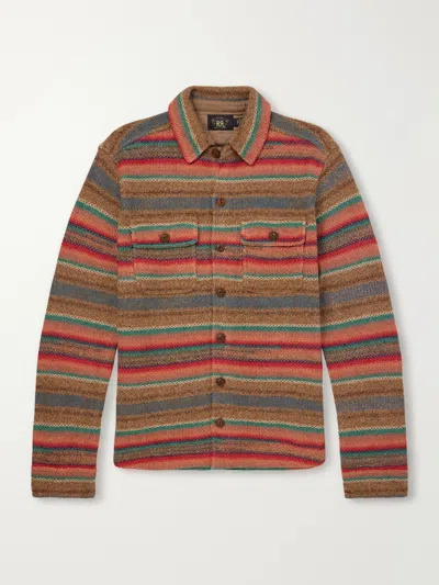 Rrl Matlock Striped Linen And Silk-blend Shirt In Brown