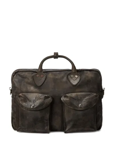 Rrl Medium Leather Briefcase In Brown
