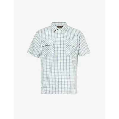 Rrl Checked Short-sleeved Cotton And Linen-blend Shirt In Rl-710 Indigo/creme