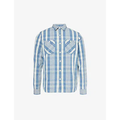 Rrl Farrell Checked Cotton And Linen-blend Shirt In Blue
