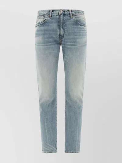 Rrl Mid-wash Straight-leg Denim Trousers With Rivet Detailing