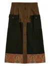 Rrl Mixed-panel Midi Skirt