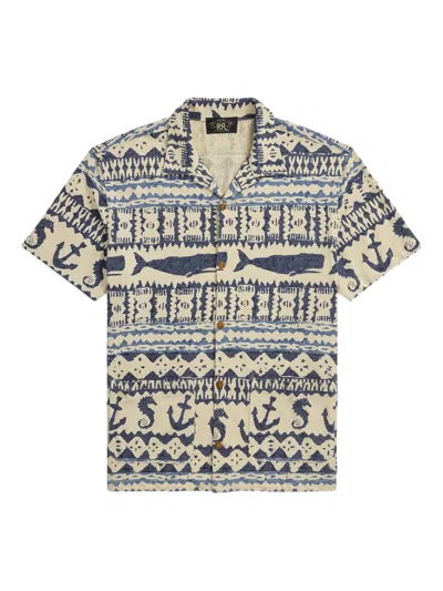 Rrl Kurzärmeliges Hemd Mit Marine-print In Neutral
