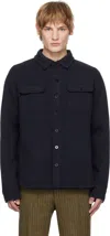 Rrl Navy Birdseye Jacquard Wool Work Jacket In Navy