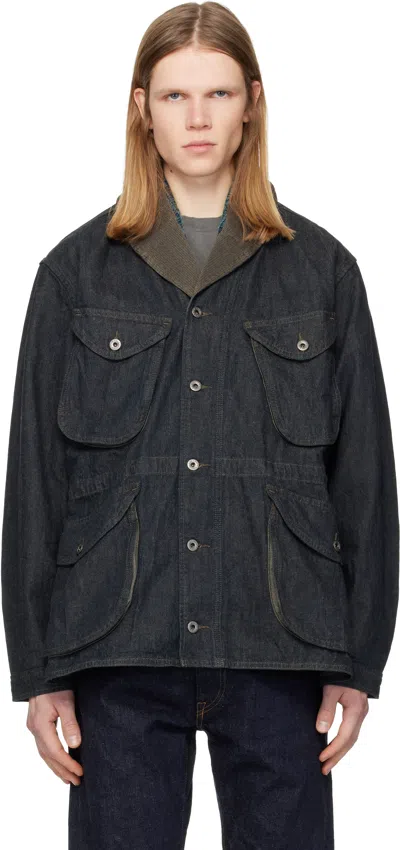 Rrl Navy Cotton-linen Denim Field Jacket In Black