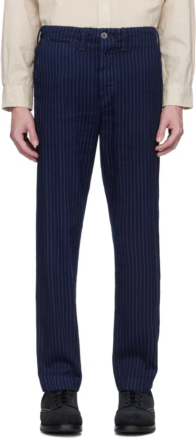 Rrl Printed Hamilton Trousers In Indigo/white