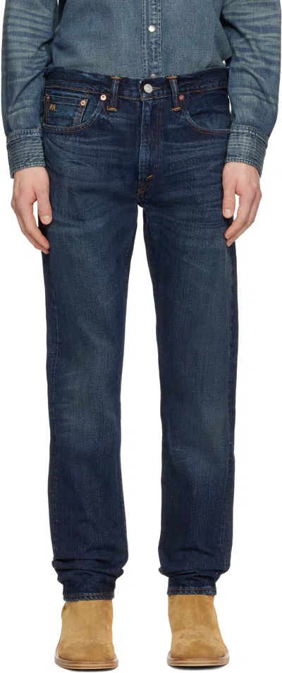 Rrl Navy High Slim Bayview Selvedge Jeans In Blue