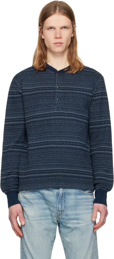 Rrl Jack Fair Isle Cotton Sweater In Blue