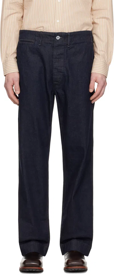 Rrl Navy Indigo Rinsed Denim Field Trousers In Blue